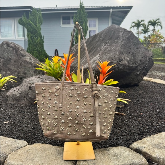 Jimmy Choo | Bags | Jimmy Choo Authentic Starstudded Taupe Leather Tote ...